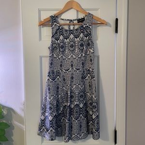 My Michelle Blue and White Lace A-Line Dress